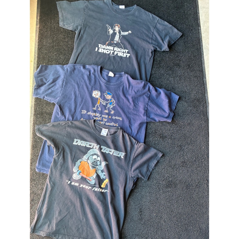 Star Wars Graphic Tee Bundle Darth Tater Han Solo Shot First Humorous T-Shirts